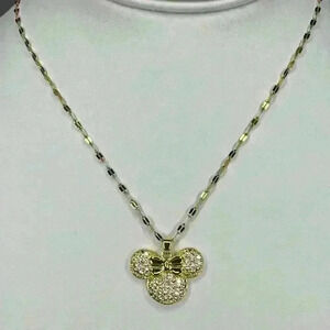 14KGP Minnie Mousse Pendant W/Pave Crystals Necklace